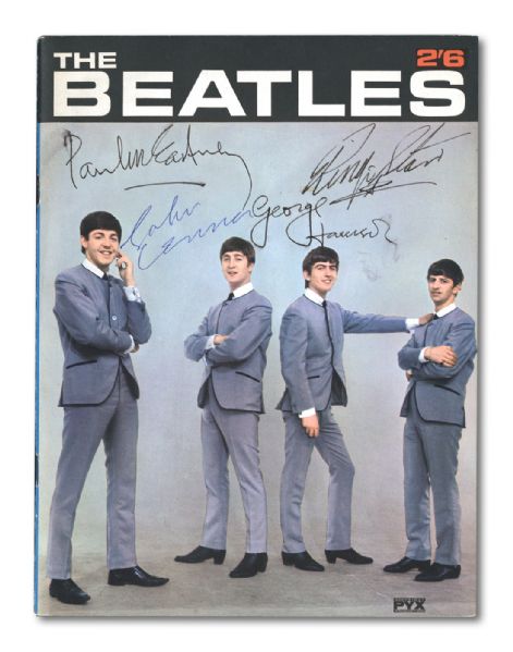 RARE 1963 "THE BEATLES" ORIGINAL PYX MAGAZINE MULTI SIGNED BY ENTIRE BAND ON COVER