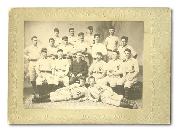 C.1896 BALTIMORE ORIOLES (TEMPLE CUP CHAMPIONS) 5"X7" TEAM CABINET PHOTO FEAT. MCGRAW, KEELER, ROBINSON, JENNINGS, ET AL