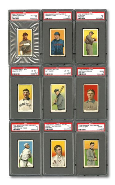 1909-11 T206 PSA GRADED LOT OF 17 DIFFERENT INC. MATHEWSON, BROWN, WHEAT, BENDER,  AND 2 SOUTHERN LEAGUES