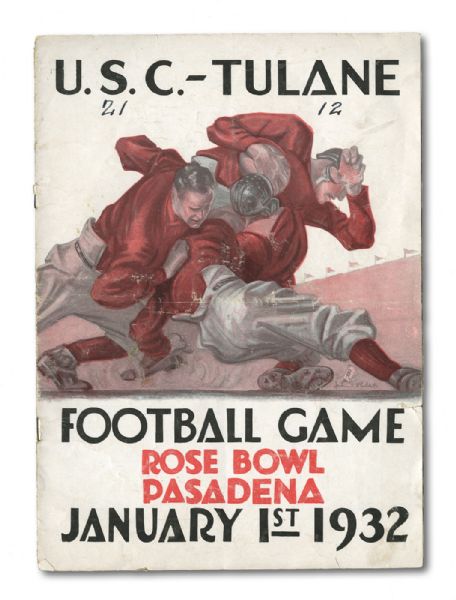 LOT OF (3) EARLY USC TROJANS FOOTBALL PROGRAMS INCL. 1932 ROSE BOWL (NSM COLLECTION)