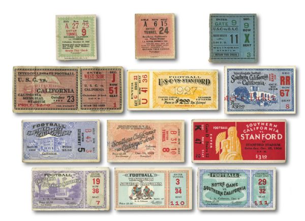 1925 THROUGH 1959 USC TICKET STUB COLLECTION OF OVER 80 DIFFERENT