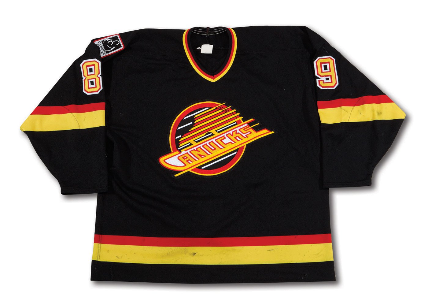 Lot Detail - 1995-96 ALEXANDER MOGILNY VANCOUVER CANUCKS GAME WORN ROAD  JERSEY (NSM COLLECTION)
