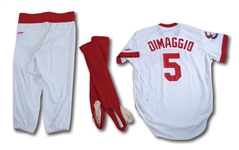 EARLY 1980S JOE DIMAGGIO AUTOGRAPHED AMERICAN LEAGUE OLD TIMERS GAME WORN UNIFORM (MEARS A9.5) 