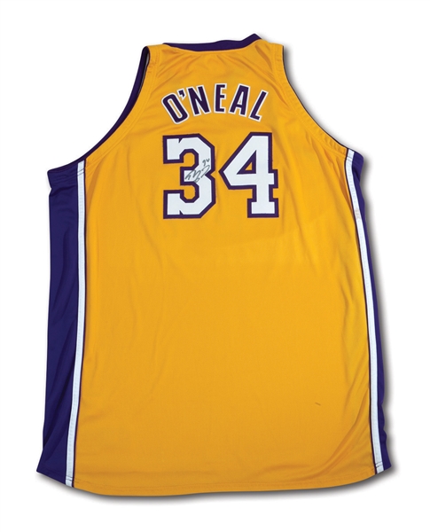 2000-01 SHAQUILLE ONEAL AUTOGRAPHED LOS ANGELES LAKERS (CHAMPIONSHIP SEASON) GAME WORN HOME JERSEY