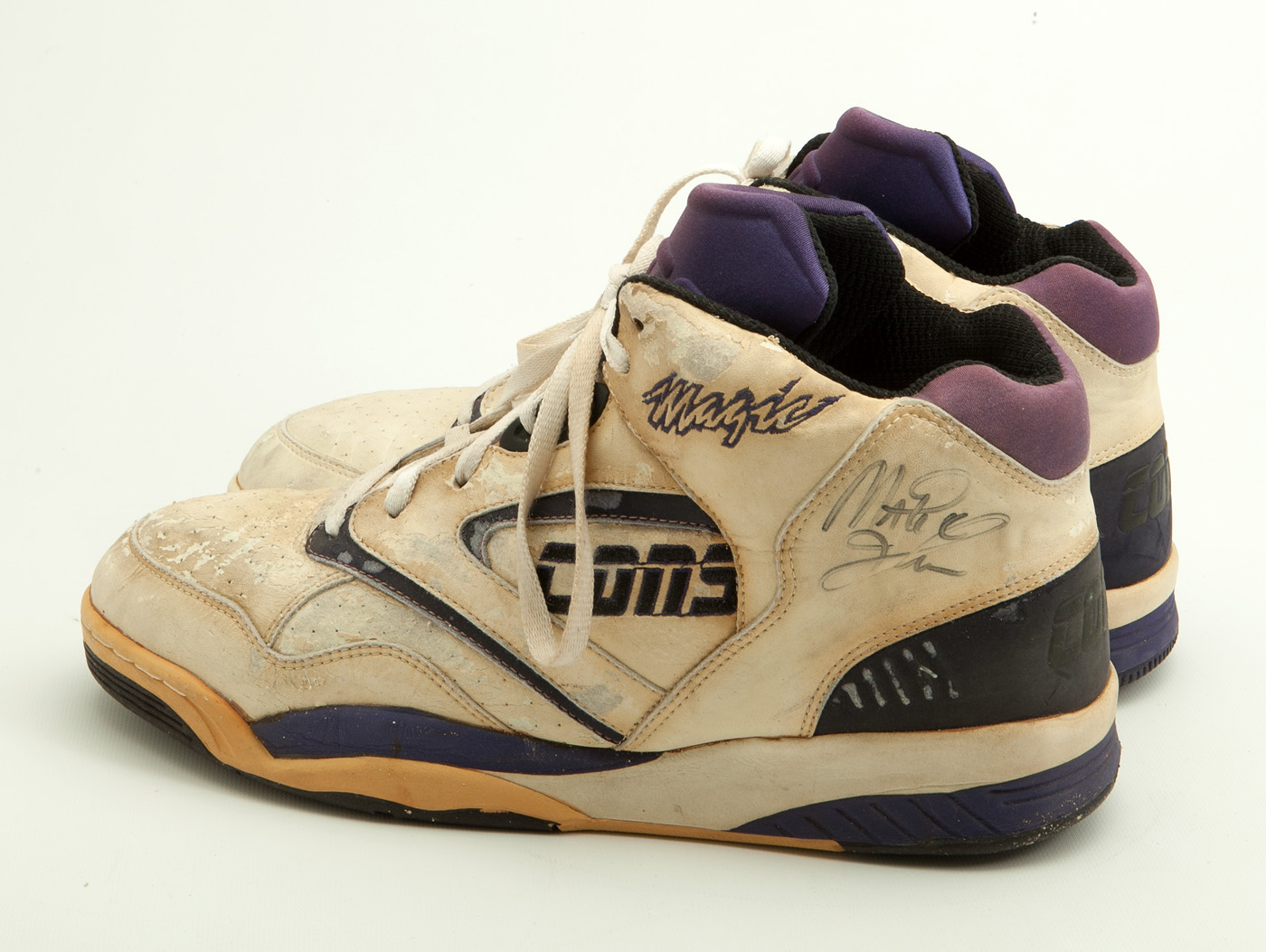 Lot Detail - c. 1984 MAGIC JOHNSON GAME WORN AND SIGNED CONVERSE ALL STAR  SHOES WITH MAGIC PRINTED ON SHOE (FICKE LOA)