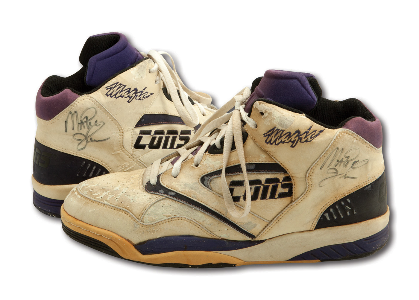 Lot Detail - EARLY 1990'S MAGIC JOHNSON DUAL-SIGNED PAIR OF GAME WORN  CONVERSE 