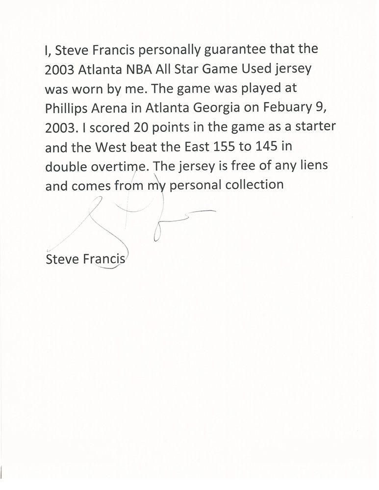 2002-03 Hoops Stars Raising Up Game-Used #RUGU7 Steve Francis Shorts -  NM-MT - Diamonds in the Rough