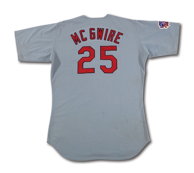 1997 MARK MCGWIRE AUTOGRAPHED ST. LOUIS CARDINALS GAME WORN ROAD JERSEY (DELBERT MICKEL COLLECTION)