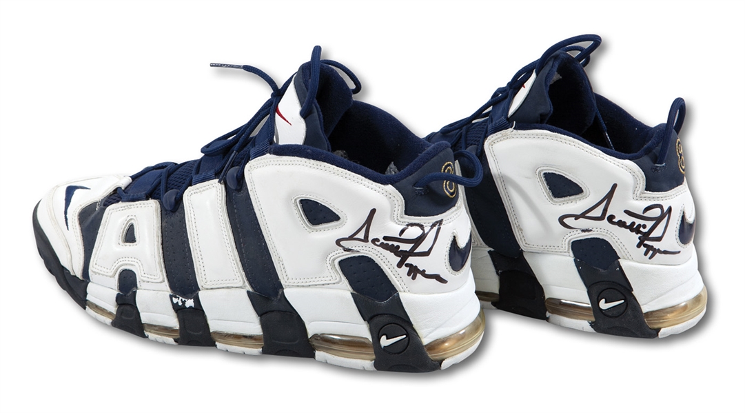 1996 SCOTTIE PIPPEN DUAL SIGNED PAIR OF ATLANTA SUMMER OLYMPICS "DREAM TEAM III" GAME WORN NIKE SHOES WITH EXCELLENT PROVENANCE
