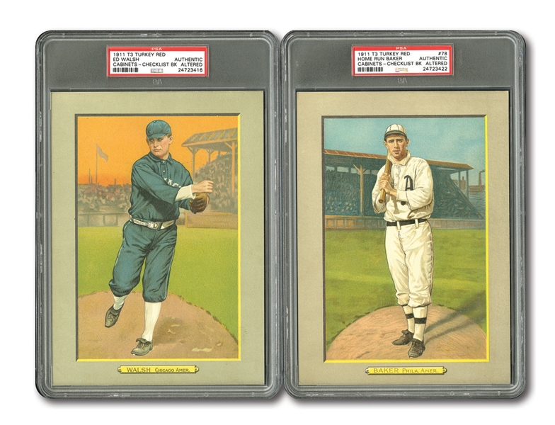 1911 T3 TURKEY RED CABINET PSA AUTHENTIC HALL OF FAME LOT OF 5 - HOME RUN BAKER, EDDIE COLLINS, WILLIE KEELER, BOBBY WALLACE, AND ED WALSH