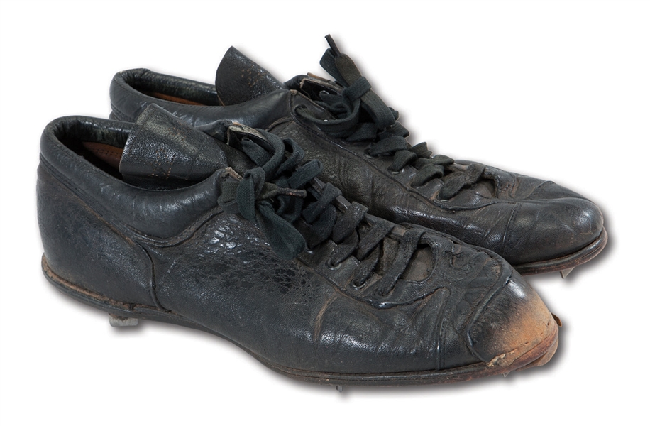 DON DRYSDALES CIRCA 1960S LOS ANGELES DODGERS GAME WORN PAIR OF SPOT BILT SPIKES WITH INCREDIBLE USE (DRYSDALE COLLECTION)