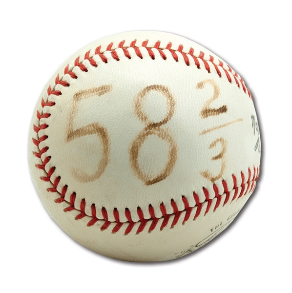 DON DRYSDALES 6/8/1968 GAME USED BASEBALL FROM FINAL INNING OF RECORD 58 2/3 CONSECUTIVE SCORELESS INNINGS STREAK (DRYSDALE COLLECTION)