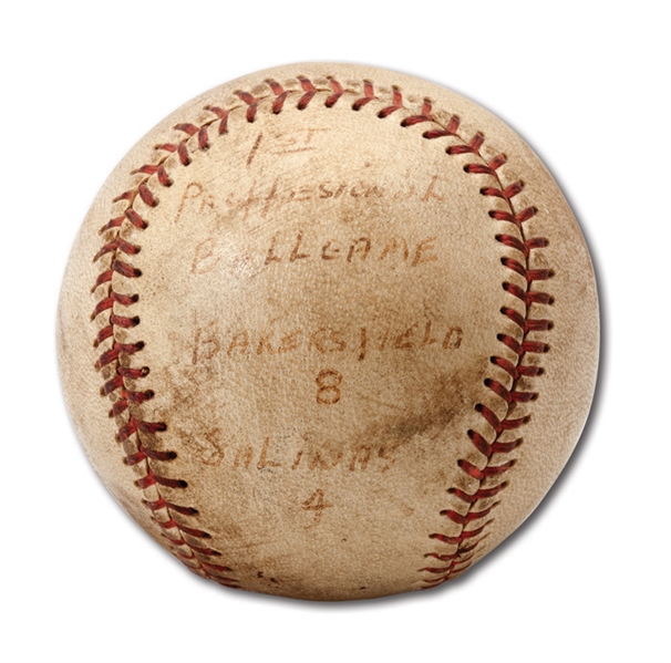 DON DRYSDALES 1954 GAME USED BASEBALL FROM HIS PROFESSIONAL DEBUT WITH CLASS C BAKERSFIELD INDIANS (DRYSDALE COLLECTION)
