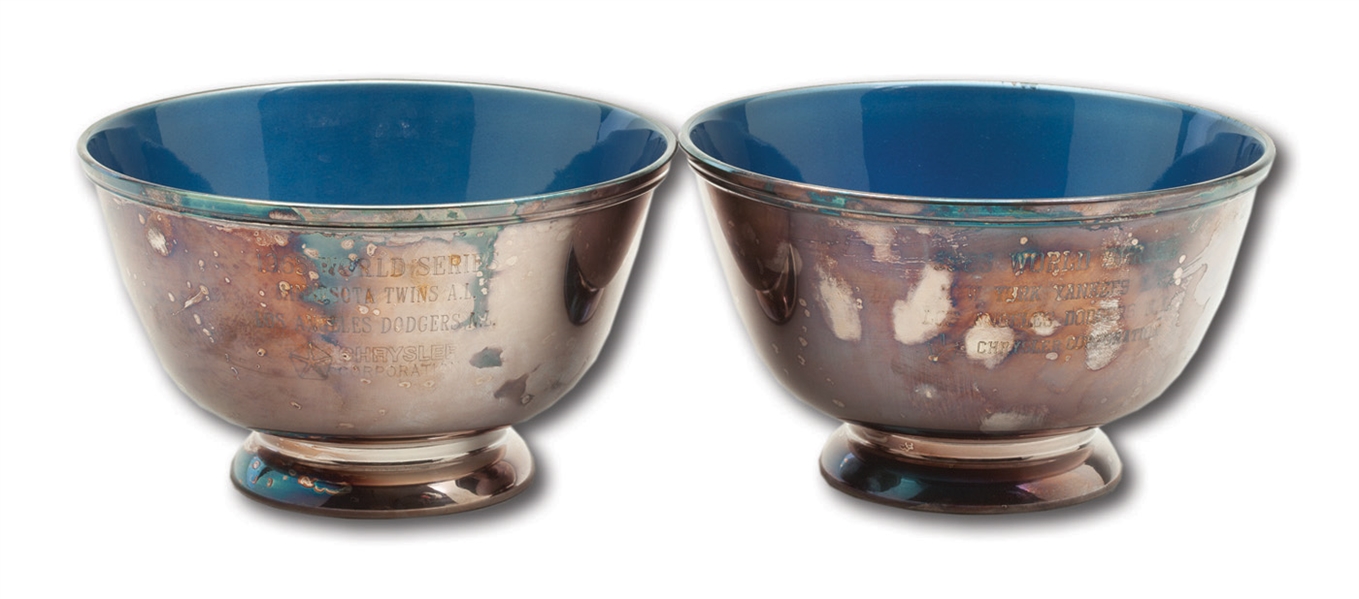 DON DRYSDALES PAIR OF 1963 AND 1965 WORLD SERIES GIFT PRESENTATION BOWLS (DRYSDALE COLLECTION) 