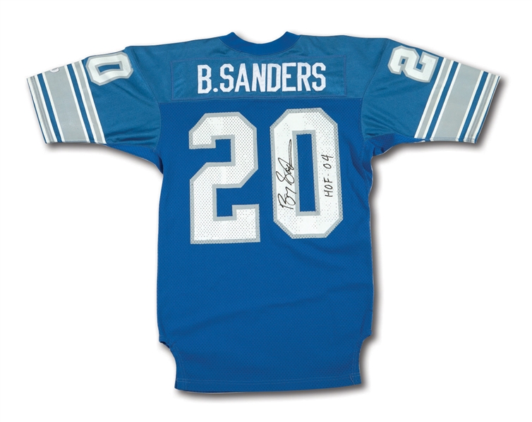 1990S BARRY SANDERS SIGNED & INSCRIBED DETROIT LIONS GAME READY JERSEY