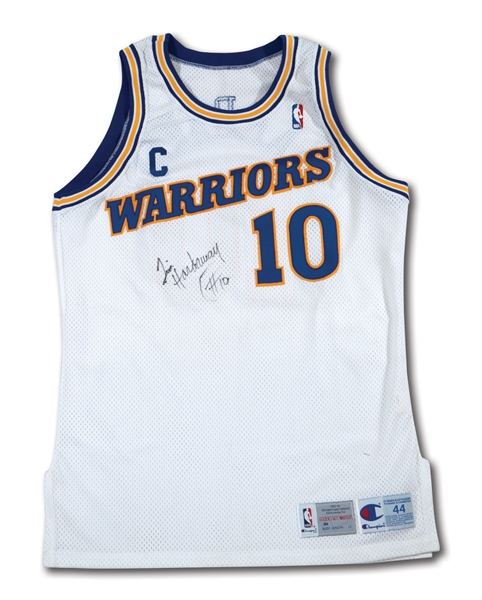 1992-93 TIM HARDAWAY AUTOGRAPHED GOLDEN STATE WARRIORS GAME WORN HOME JERSEY