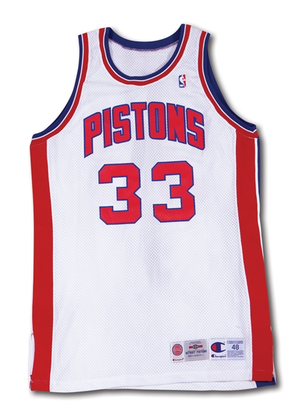 1994-95 GRANT HILL DETROIT PISTONS GAME WORN HOME JERSEY FROM HIS ROOKIE SEASON