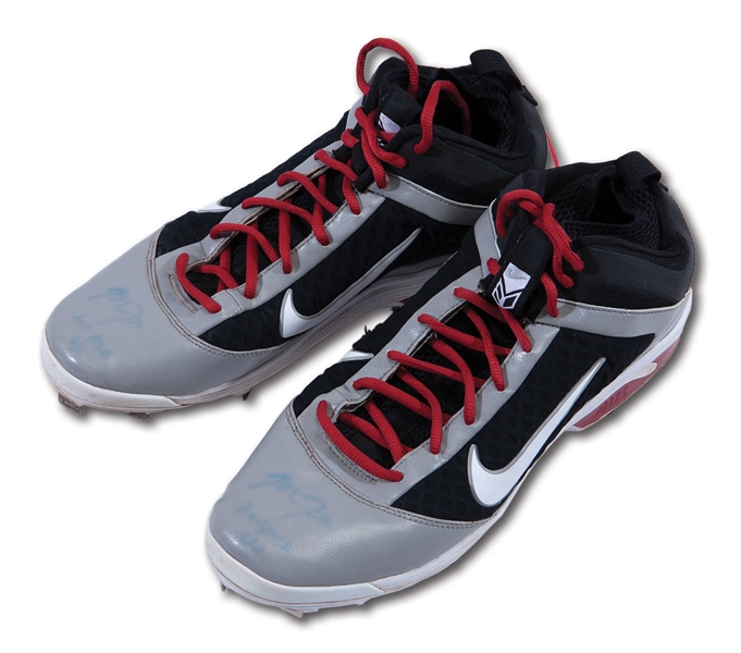 2011 MIKE TROUT GAME WORN, SIGNED & INSCRIBED NIKE CLEATS FROM HIS DEBUT SEASON (TROUT LOA)