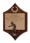 DON DRYSDALES 1962 MAJOR LEAGUE PITCHER OF THE YEAR AWARD PRESENTED BY SOUTHERN CALIFORNIA HOT STOVE LEAGUE (DRYSDALE COLLECTION)