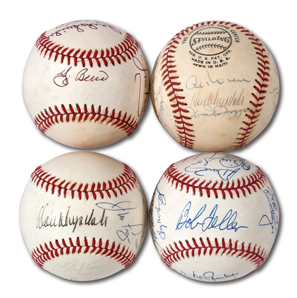 DON DRYSDALES LOT OF (4) MULTI-SIGNED BASEBALLS WITH HALL OF FAMER AND STARS (DRYSDALE COLLECTION)