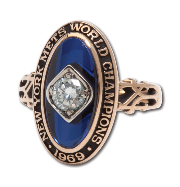 1969 NEW YORK METS WORLD SERIES CHAMPIONS 14K GOLD LADIES RING ISSUED TO WIFE OF PLAYER DEVELOPMENT DIRECTOR (BOB SCHEFFING COLLECTION)