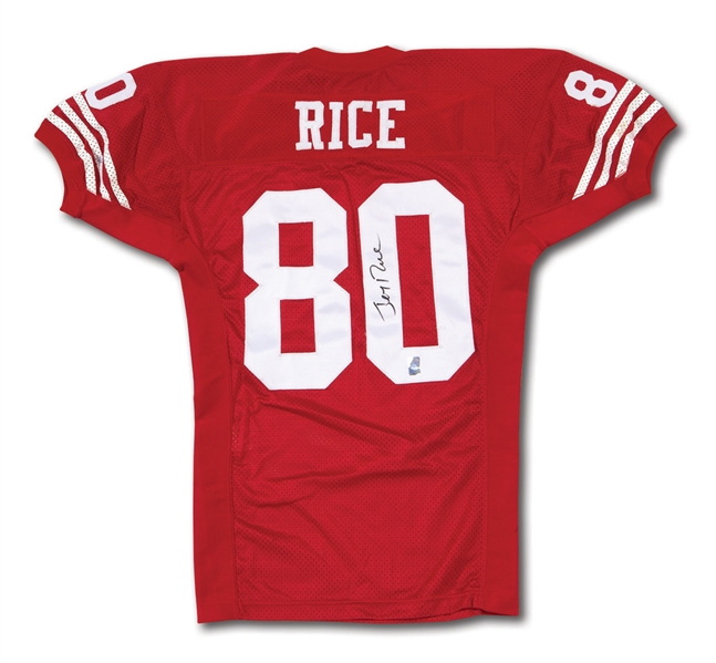 1995 JERRY RICE AUTOGRAPHED SAN FRANCISCO 49ERS GAME WORN JERSEY (49ERS LOA)