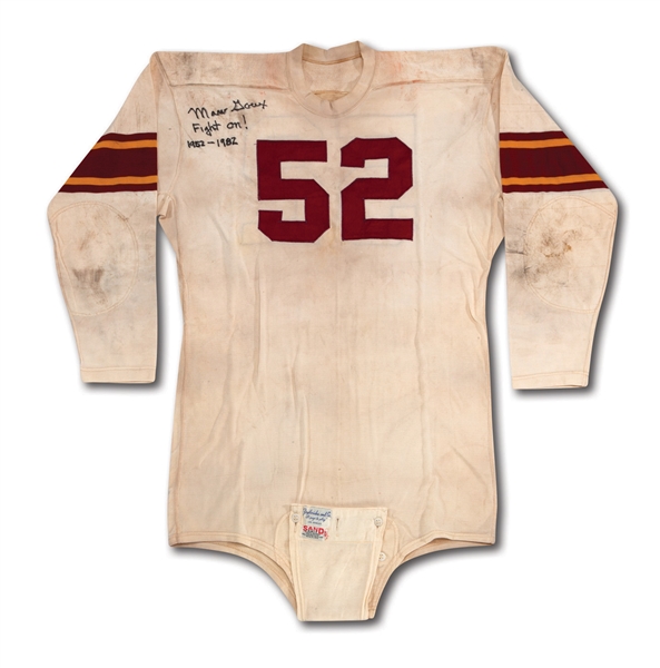C.1954-55 MARV GOUX SIGNED & INSCRIBED USC TROJANS GAME WORN JERSEY WITH GREAT WEAR! (NSM COLLECTION)