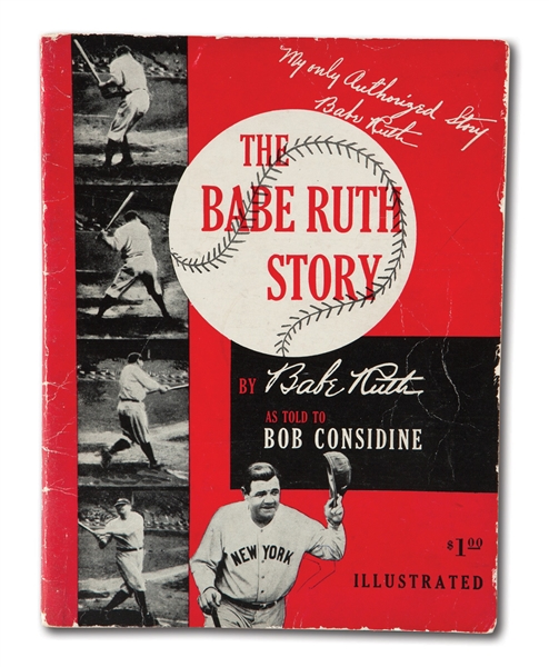 RARE 1948 BABE RUTH SIGNED SOFT COVER COPY OF "THE BABE RUTH STORY"