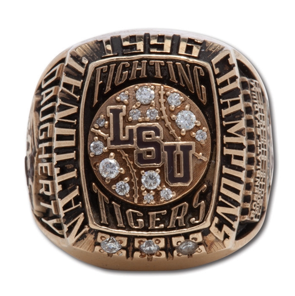 1996 LSU TIGERS NCAA COLLEGE WORLD SERIES CHAMPIONS 10K GOLD RING (DOUGHERTY)