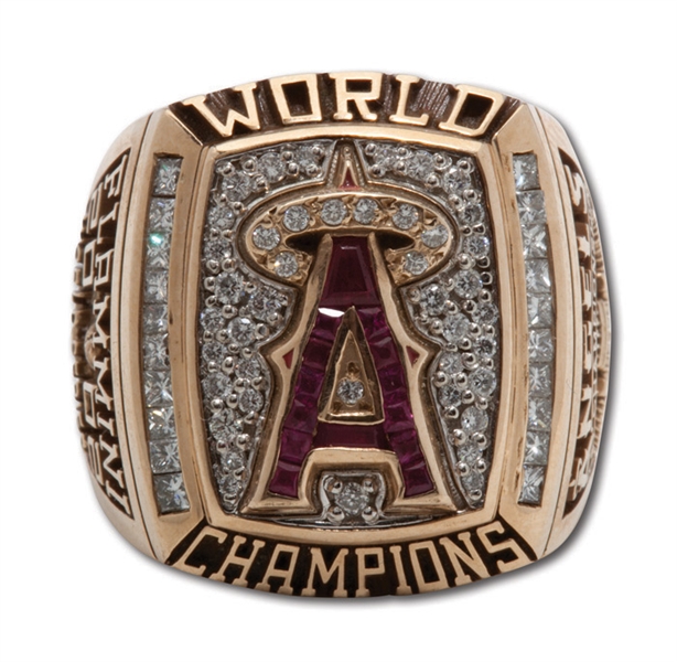 2002 ANAHEIM ANGELS WORLD SERIES CHAMPIONS 10K GOLD STAFF RING 