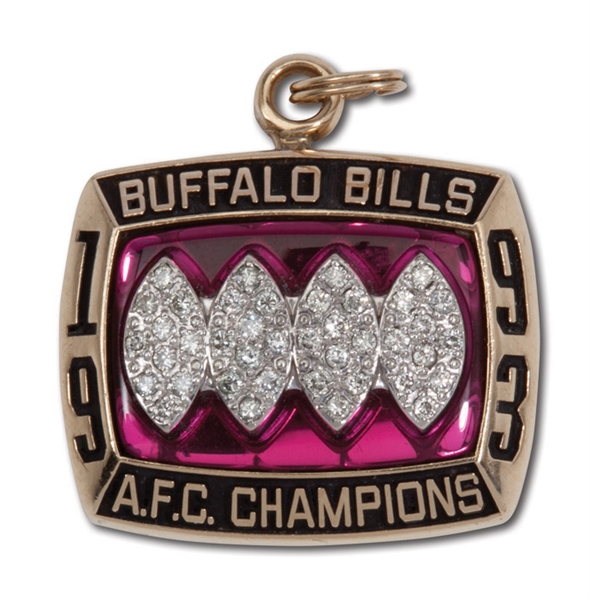 1993 BUFFALO BILLS AFC CHAMPIONSHIP 10K GOLD PENDANT WITH REAL DIAMONDS