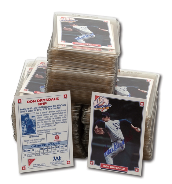 LOT OF (159) DON DRYSDALE SIGNED 1993 MLB PLAYERS ALUMNI ASSOCATION BASEBALL CARDS (DRYSDALE COLLECTION)