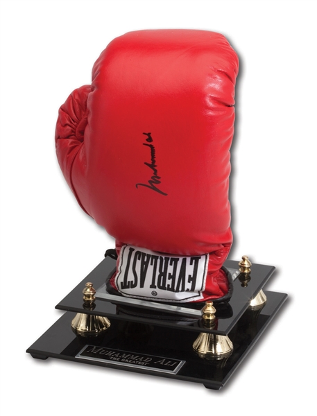 MUHAMMAD ALI AUTOGRAPHED EVERLAST BOXING GLOVE WITH DISPLAY CASE