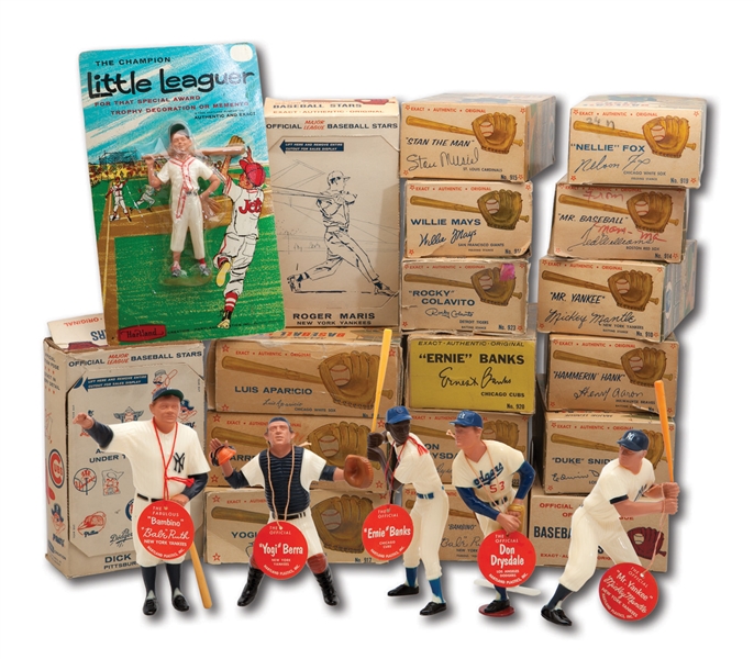 1958-60 ORIGINAL HARTLAND STATUES NEAR SET (17/18) WITH LITTLE LEAGUER - ALL WITH BOXES AND ALL BUT 2 WITH TAGS