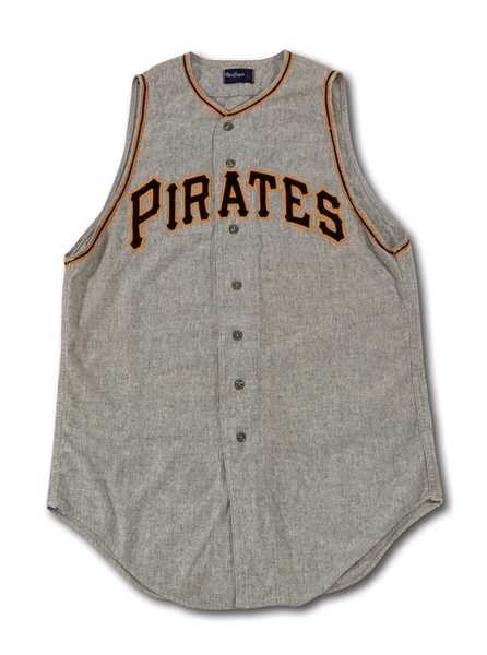 1958 HANK FOILES PITTSBURGH PIRATES GAME WORN ROAD JERSEY (DELBERT MICKEL COLLECTION)