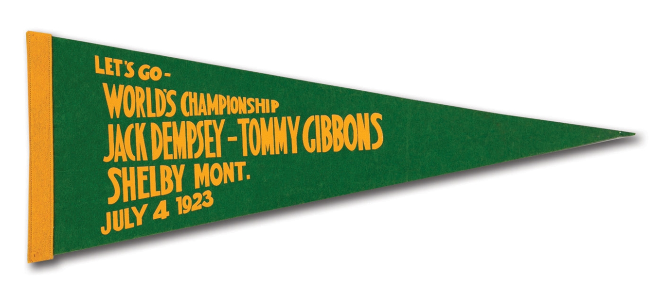 JULY 4, 1923 JACK DEMPSEY VS. TOMMY GIBBONS WORLD HEAVYWEIGHT CHAMPIONSHIP FIGHT PENNANT