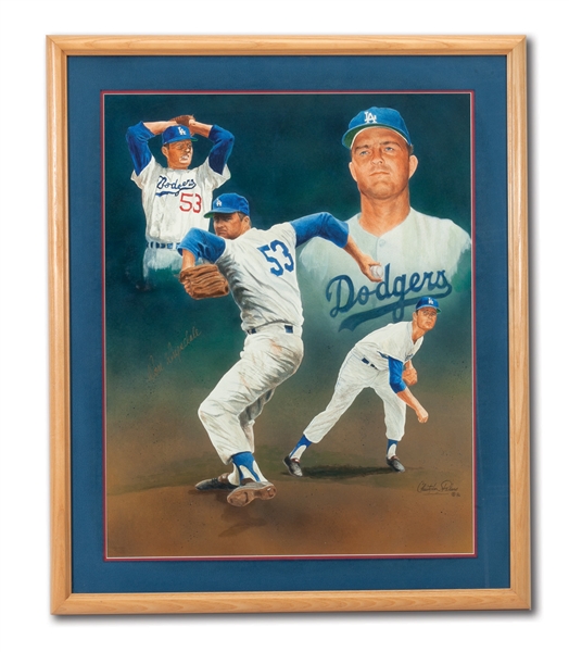 DON DRYSDALE 1986 ORIGINAL 20 X 24 ARTWORK BY CHRISTOPHER PALUSO USED TO PRODUCE RUN OF 465 LITHOGRAPHS