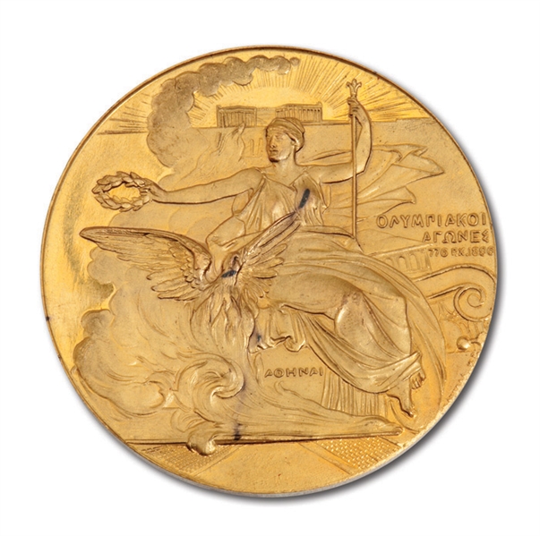 1896 ATHENS SUMMER OLYMPIC GAMES GOLD PARTICIPATION MEDAL WITH ORIGINAL PRESENTATION CASE