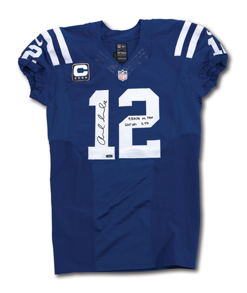 9/27/2015 ANDREW LUCK SIGNED & INSCRIBED INDIANAPOLIS COLTS (VS. TEN) GAME WORN HOME JERSEY - 260 YARDS & 2 TDS IN WIN (PANINI COA)