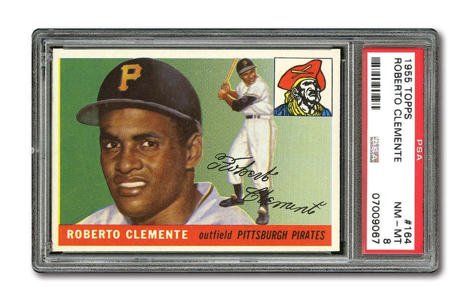 1955 TOPPS #164 ROBERTO CLEMENTE ROOKIE NM-MT PSA 8