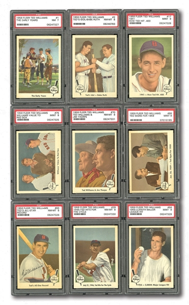 1959 FLEER BASEBALL COMPLETE SET OF 80 INC. WITH A MINT PSA 9 #68 TED SIGNS FOR 1959 