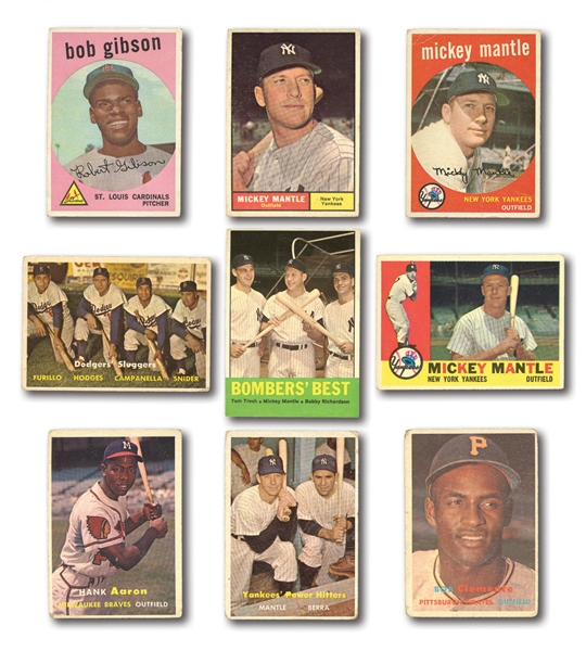 MAINLY 1957 THROUGH 1963 TOPPS BASEBALL CHILDHOOD COLLECTION OF OVER 1900 CARDS - LOADED WITH HALL OF FAMERS AND STARS