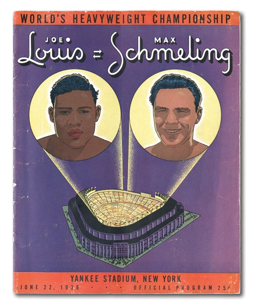 JUNE 22, 1938 JOE LOUIS VS MAX SCHMELING WORLD HEAVYWEIGHT CHAMPIONSHIP FIGHT PROGRAM