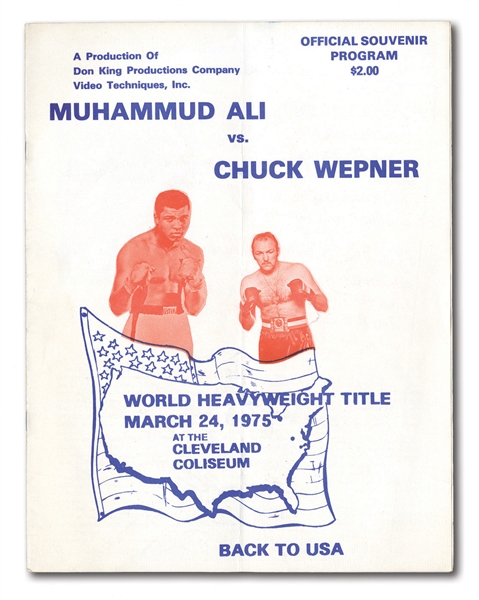 MARCH 24, 1975 MUHAMMAD ALI VS CHUCK WEPNER WORLD HEAVYWEIGHT CHAMPIONSHIP FIGHT PROGRAM