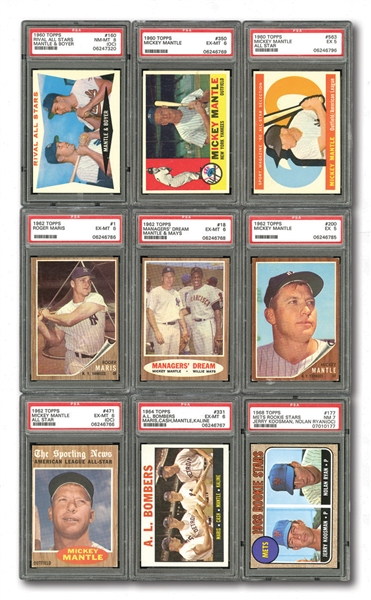 1960 THROUGH 1968 HALL OF FAME AND STAR PSA GRADED LOT OF 9 