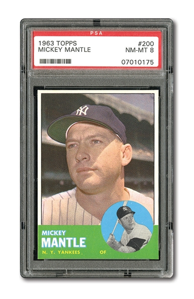 1963 TOPPS #200 MICKEY MANTLE NM-MT PSA 8