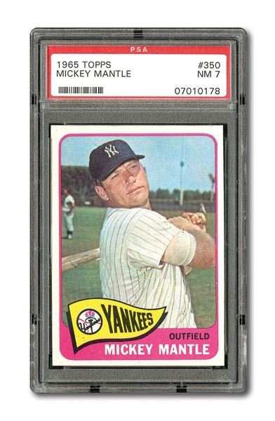 1965 TOPPS #350 MICKEY MANTLE NM PSA 7