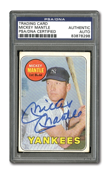 1969 TOPPS #500 MICKEY MANTLE AUTOGRAPHED PSA/DNA AUTHENTIC