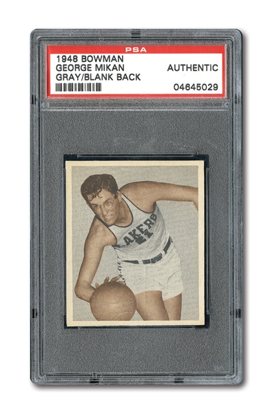1948 BOWMAN BASKETBALL GEORGE MIKAN ROOKIE GRAY BACKGROUND PROOF CARD PSA AUTHENTIC