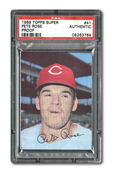 1969 TOPPS SUPER #41 PETE ROSE FULL PRODUCTION BACK PROOF PSA AUTHENTIC